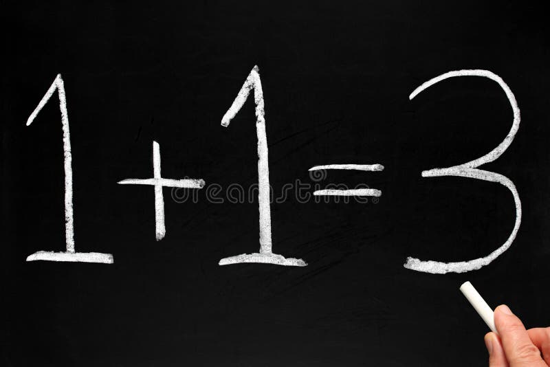 Writing 1+1=3 on a blackboard. Writing 1+1=3 on a blackboard.