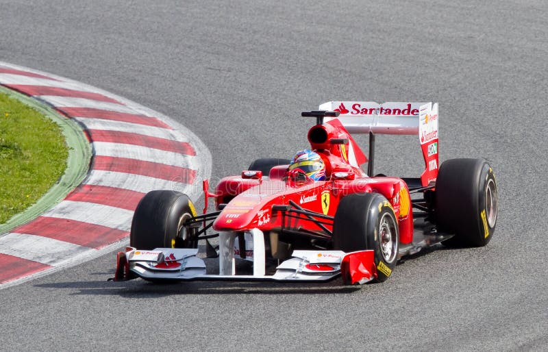 BARCELONA - MAY 22: Fernando Alonso (Ferrari) racing during Formula 1 Spanish Grand Prix at Catalunya circuit, on May 22, 2011 in Barcelona (Spain). BARCELONA - MAY 22: Fernando Alonso (Ferrari) racing during Formula 1 Spanish Grand Prix at Catalunya circuit, on May 22, 2011 in Barcelona (Spain).