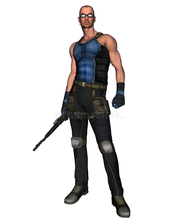 Digital render of a futuristic mercenary. Digital render of a futuristic mercenary.