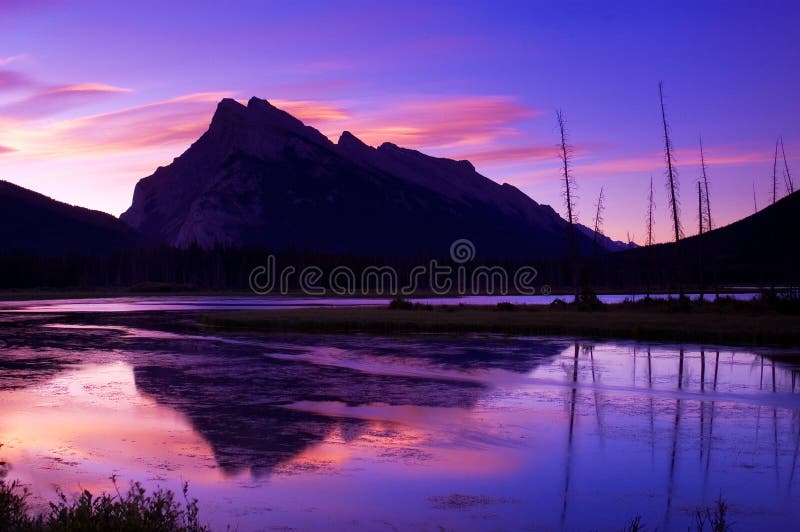 Sunrise over Mt Rundle at the Vermillion Lakes in Banff National Park. Sunrise over Mt Rundle at the Vermillion Lakes in Banff National Park.