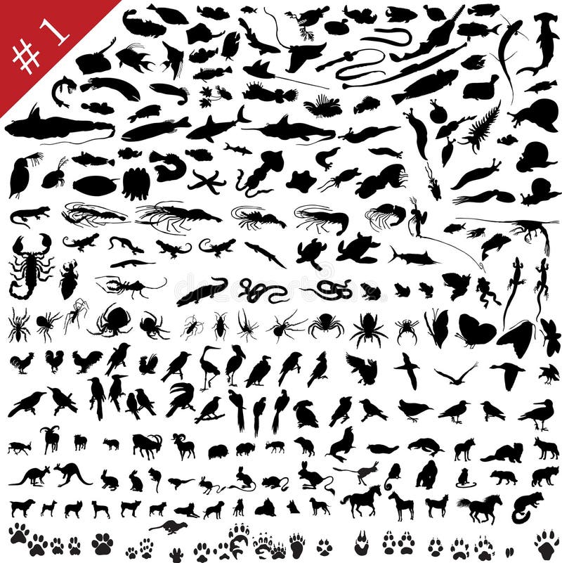 # 1 reeks dierlijke silhouetten stock illustratie # 1 reeks dierlijke silhouetten stock illustratie