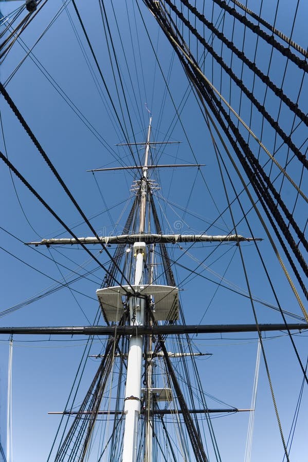 Masts and rigging of a historic war ship. Masts and rigging of a historic war ship