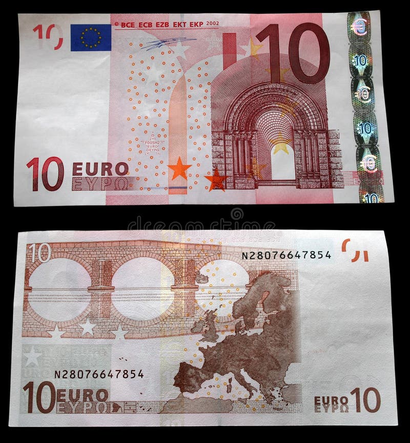10 Euros. Head and the reverse stock image 10 Euros. Head and the reverse stock image