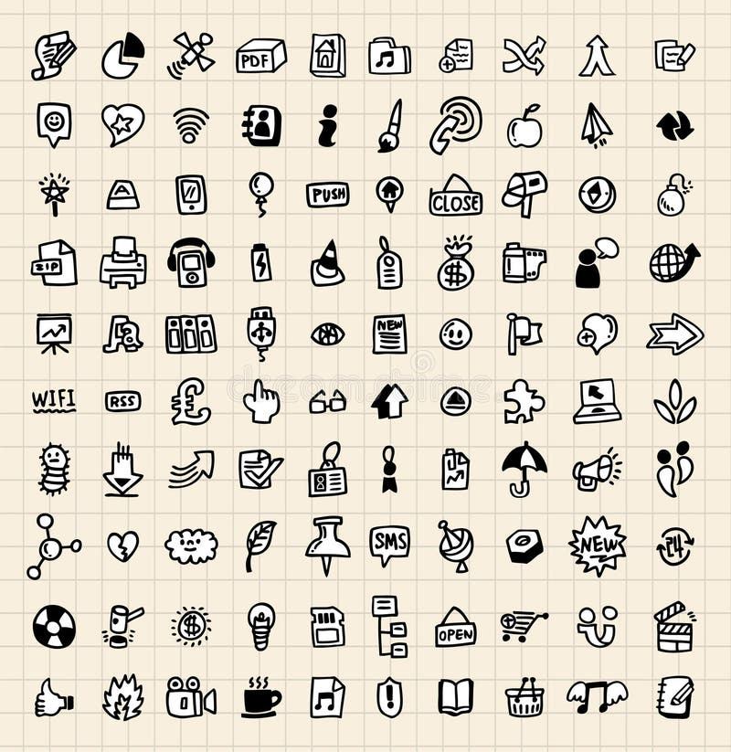 100 mano disegnare icona web 