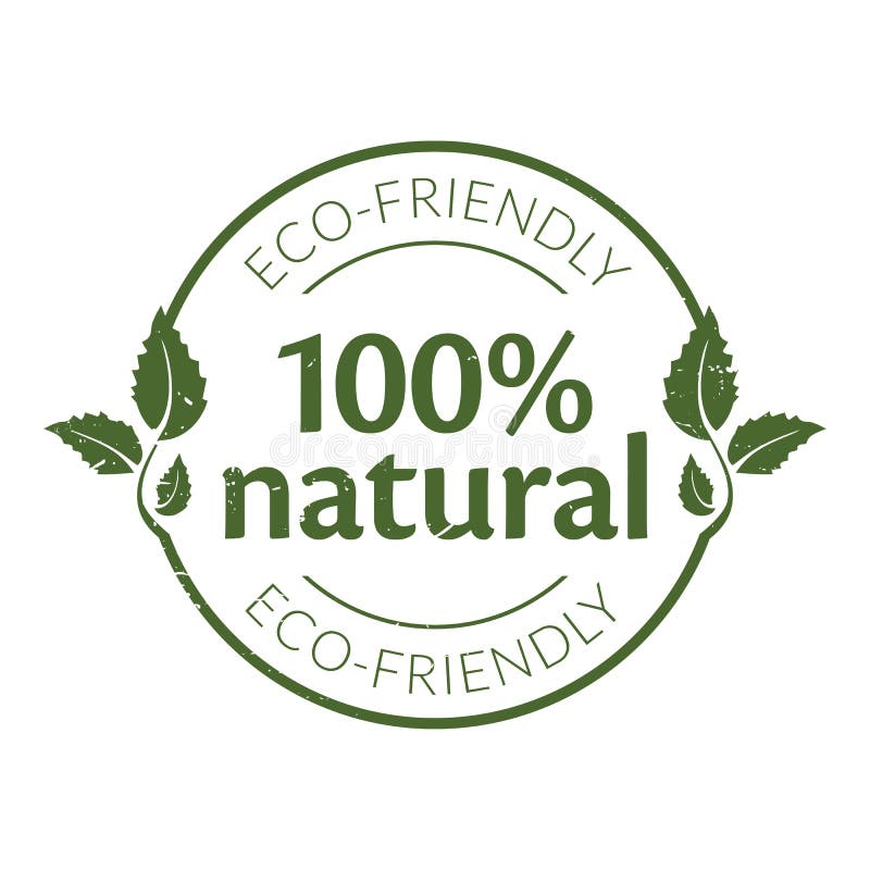 100% natural rubber stamp vector illustration