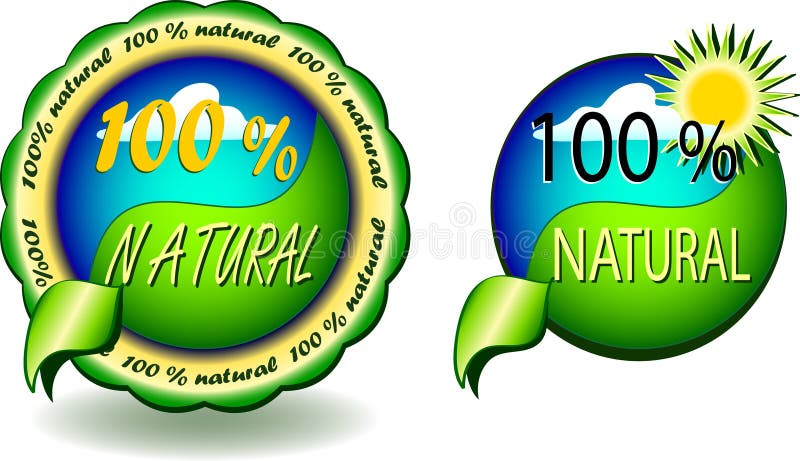 Vector illustration icon, sign off - 100 % natural. Vector illustration icon, sign off - 100 % natural