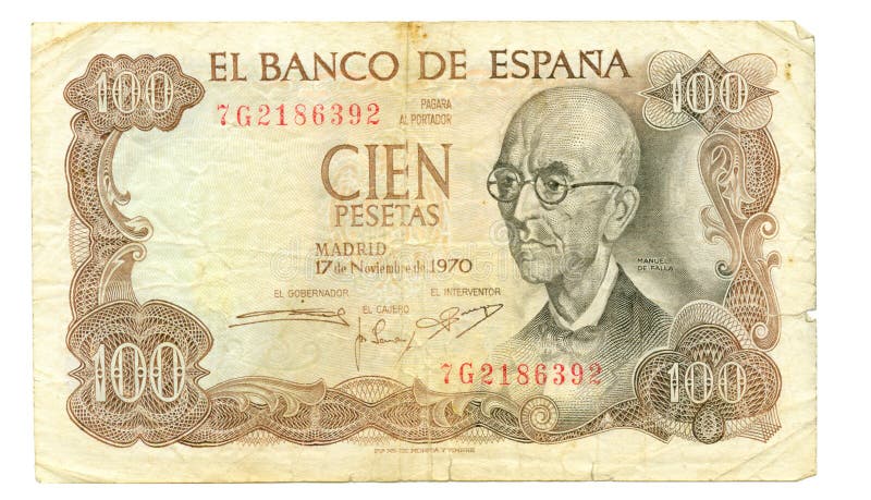 100 peseta bill of Spain, 1970