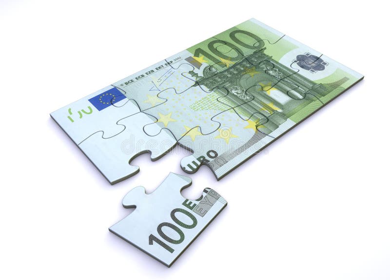 10 Euro note as a puzzle - one piece seperately. 10 Euro note as a puzzle - one piece seperately