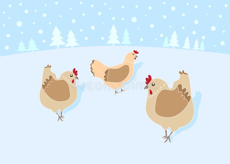 12 Tage Weihnachten: 3 französische Hennen vektor abbildung 12 Tage Weihnachten: 3 französische Hennen vektor abbildung