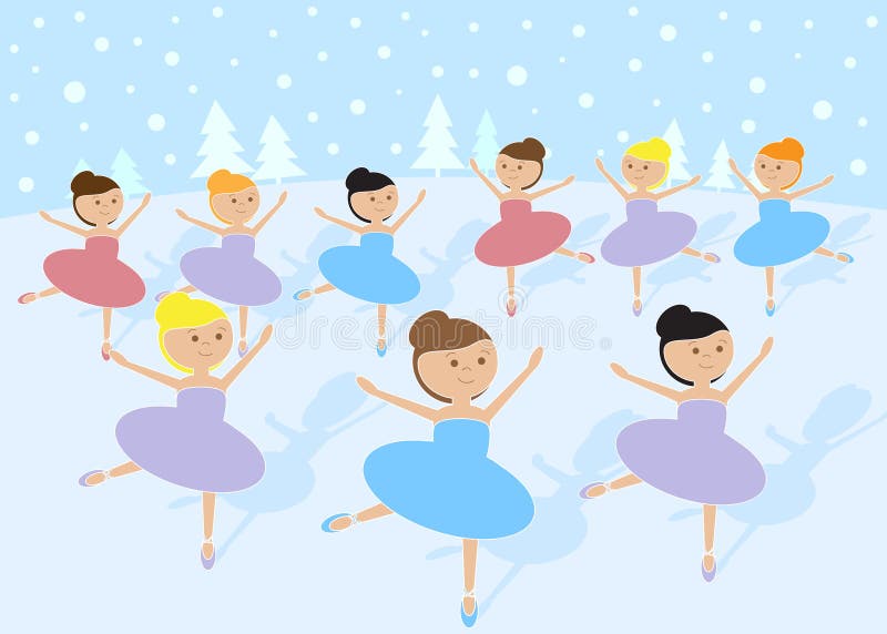 12 Tage Weihnachten: 9 Dame-Tanzen stock abbildung 12 Tage Weihnachten: 9 Dame-Tanzen stock abbildung