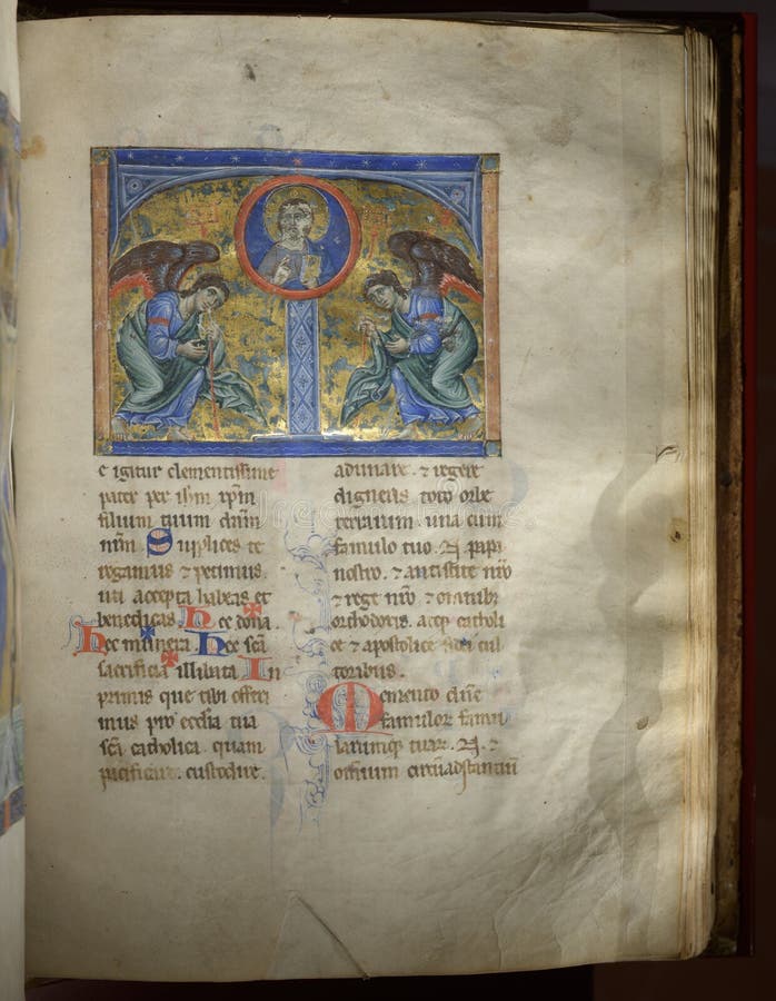 Σελίδες από το Μισσάλιο του Αγίου Ιωάννη της Άκρας (13ος αιώνας) στοκ φωτογραφίες