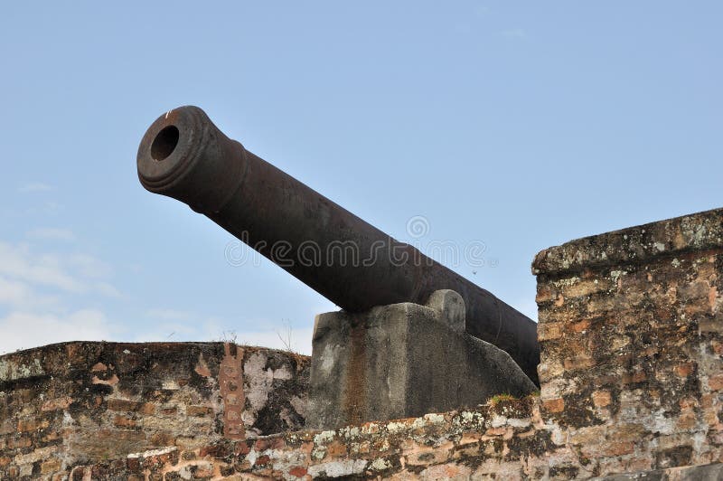 Old rusty cannon made by the British in the 1700s. Old rusty cannon made by the British in the 1700s