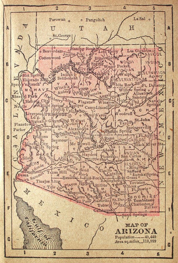 1880 Map of Arizona