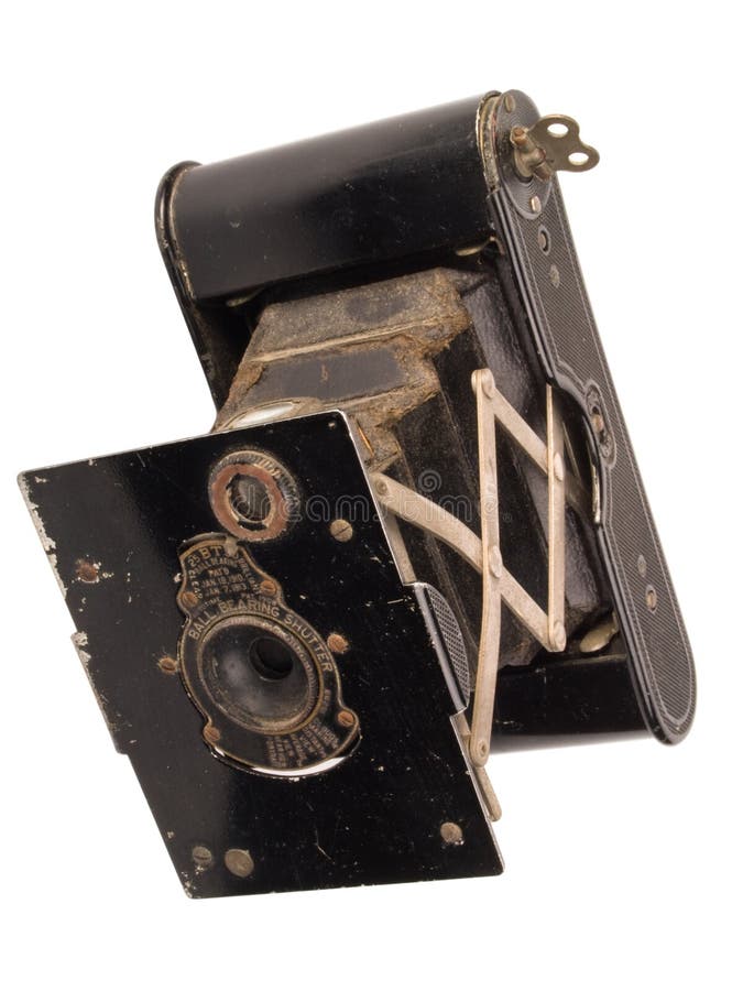 Old antique folding pocket bellows camera circa 1915. Old antique folding pocket bellows camera circa 1915