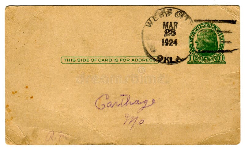 1920 penny odwołują jeden pocztówkowy s