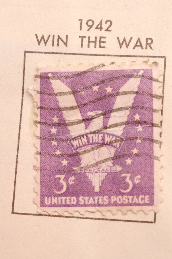 Collector's stamp 1942 usa win the war great macro detail.