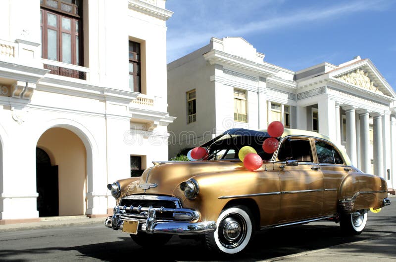 1950s american car decorated with baloons. 1950s american car decorated with baloons