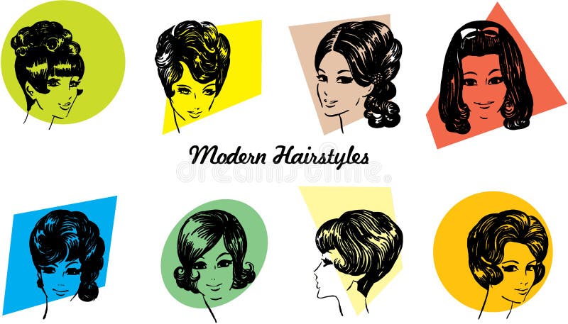 1960s Hairstyles stock vector. Illustration of drawing - 8024594