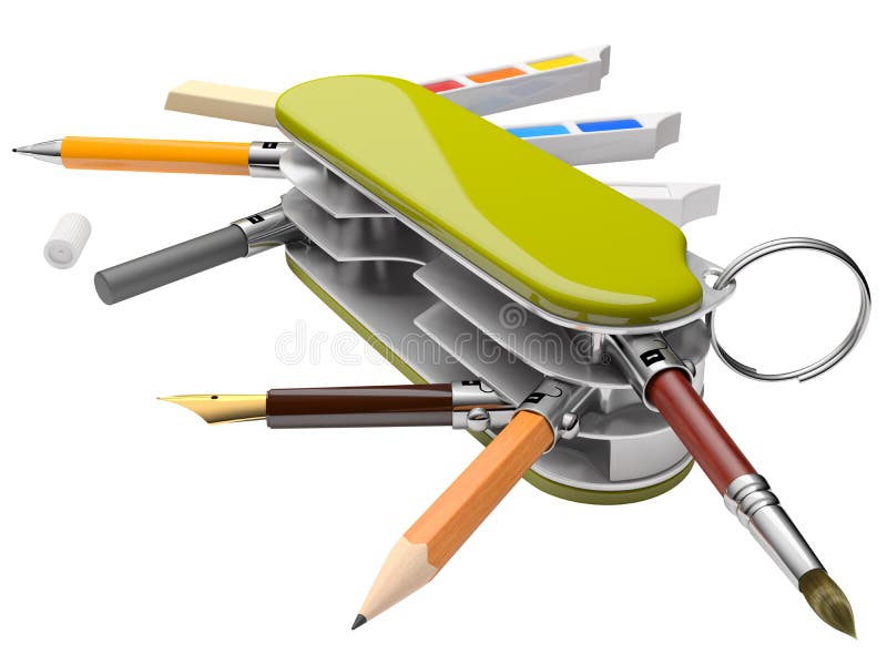 3d render of concept pocket artist`s toolkit.Isolated on white background. 3d render of concept pocket artist`s toolkit.Isolated on white background.