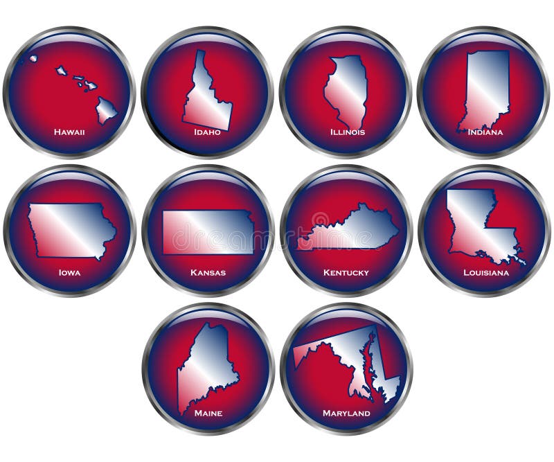 Vector Set of 10 states on a button. Vector Set of 10 states on a button