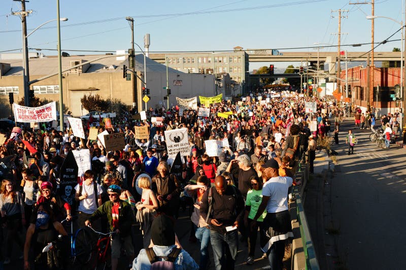 A small portion of the huge mass of demonstrators in the Occupy Oakland March on November 2nd, 2011. A small portion of the huge mass of demonstrators in the Occupy Oakland March on November 2nd, 2011.