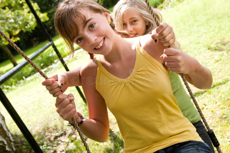 2 girlfriends on the playground