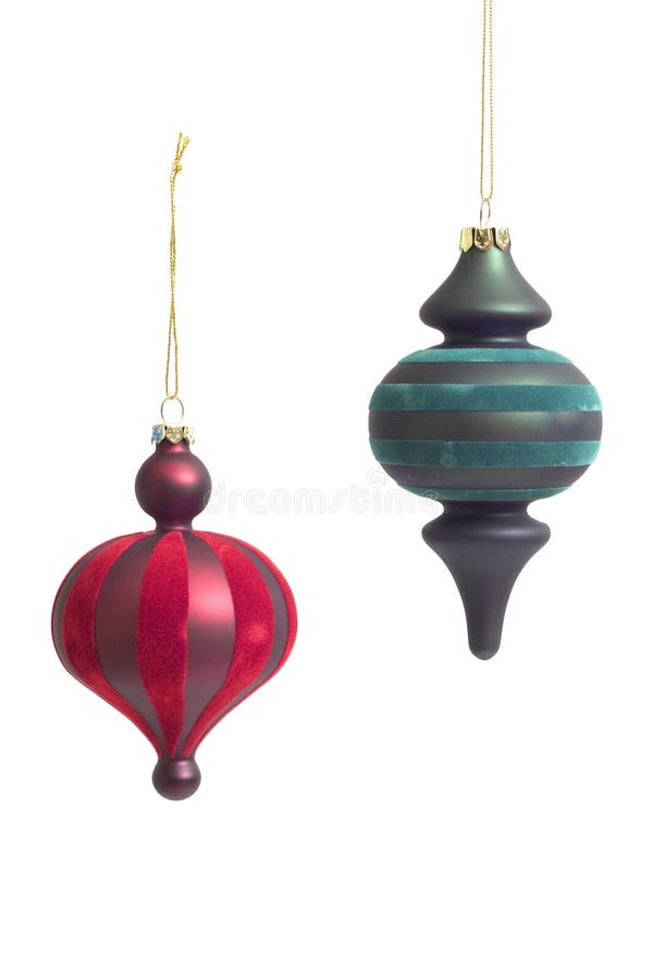 Pair of red and green ornaments. Pair of red and green ornaments