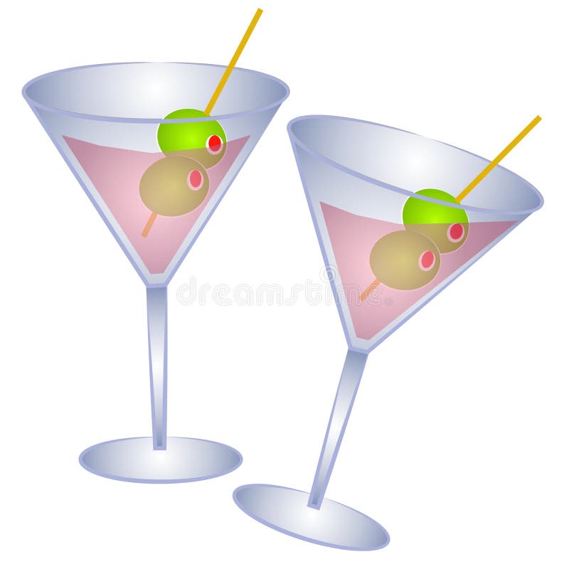 2 Pink Martini Glasses Olives