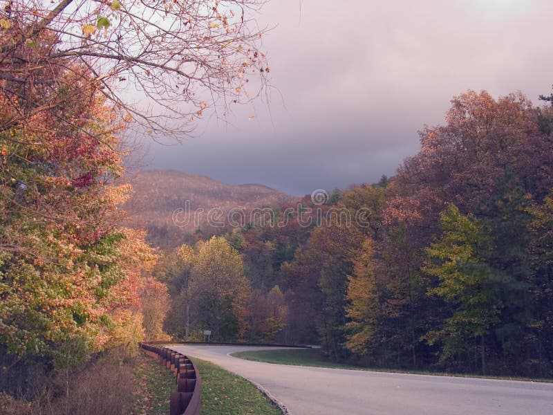 Taken along the Cherohala Skyway (a national scenic byway from Tellico Plains, TN to Robbinsville, NC.) before a storm in autumn. The color of the leaves contrasts against the dark clouds. Taken along the Cherohala Skyway (a national scenic byway from Tellico Plains, TN to Robbinsville, NC.) before a storm in autumn. The color of the leaves contrasts against the dark clouds.