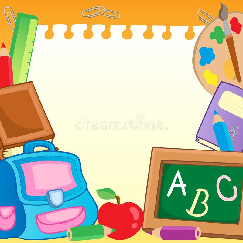 Frame with school supplies 2 - vector illustration. Frame with school supplies 2 - vector illustration.