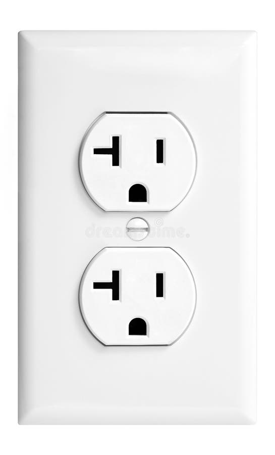 20 Amp White Electrical Wall Outlet Isolated Stock Image Image of
