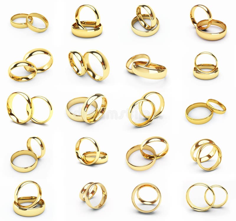 20 isolated gold wedding rings