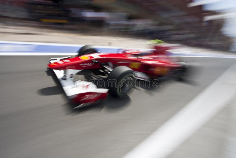 VALENCIA, SPAIN - JUNE 26: Formula 1 Valencia Street Circuit - Ferrari F1 Car - June 26, 2010 in Valencia, Spain. VALENCIA, SPAIN - JUNE 26: Formula 1 Valencia Street Circuit - Ferrari F1 Car - June 26, 2010 in Valencia, Spain