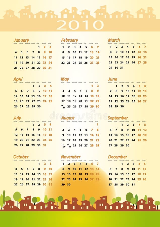 2010 Kalender - Aufbauthema vektor abbildung 2010 Kalender - Aufbauthema vektor abbildung