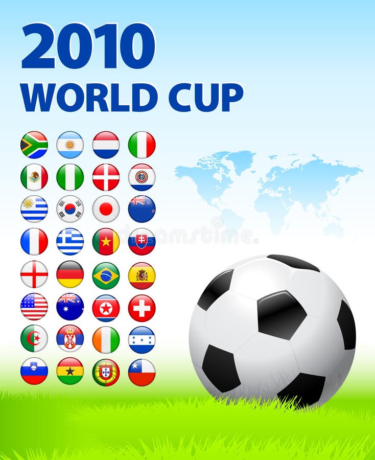 2010 World Cup Team Flag Internet Buttons with Wor