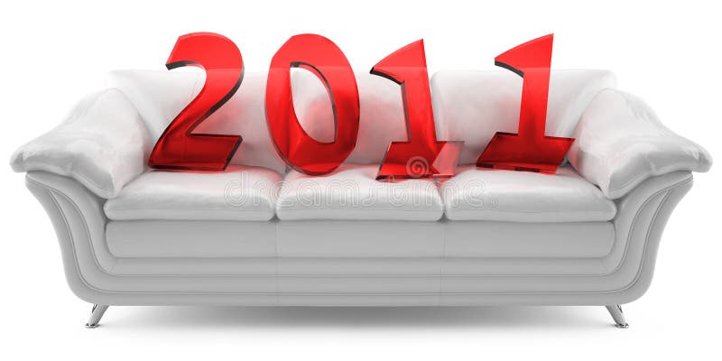 2011 new year on a white leathern sofa