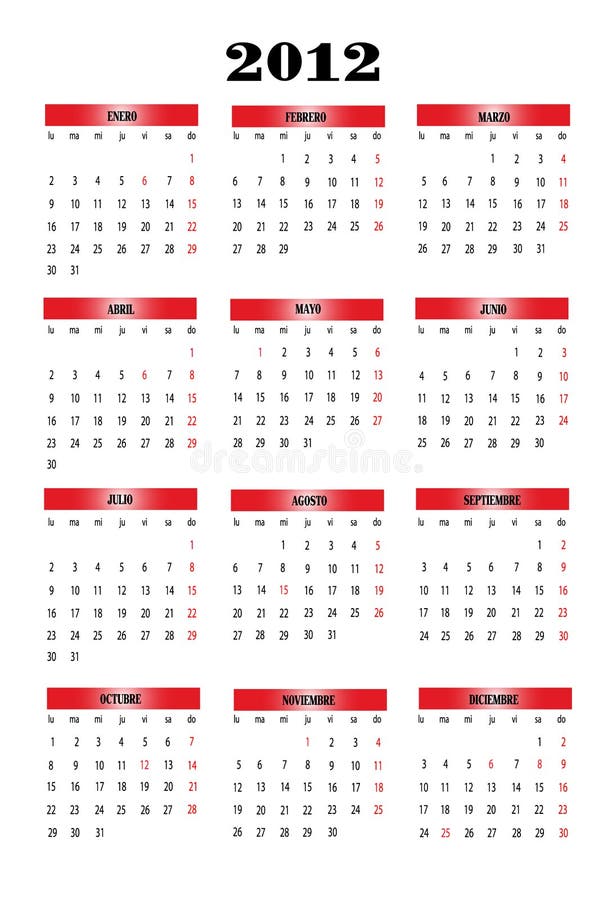 12 Calendar Stock Vector Illustration Of August October 1521