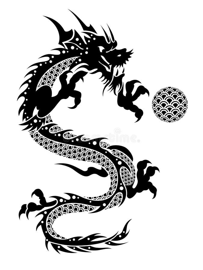 2012 Flying Chinese Dragon with Ball Clipart Stock Illustration