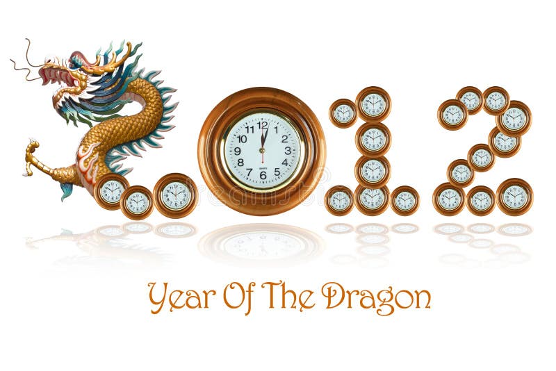 2012 Year of The Dragon on white background.