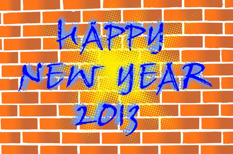 Happy new year 2013 card in wall painted style