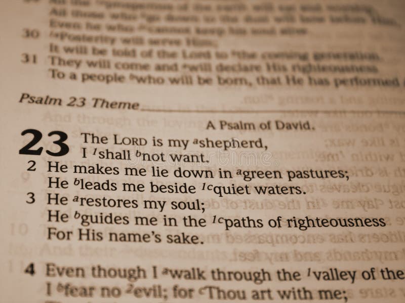 Open Bible, 23 Psalm in focus