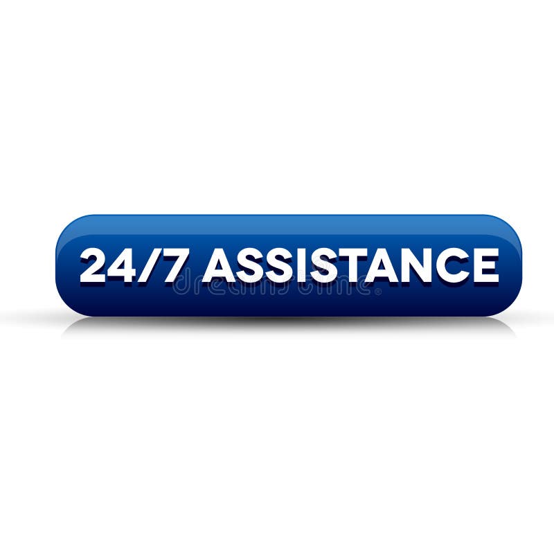 24 hour assistance button blue royalty free illustration