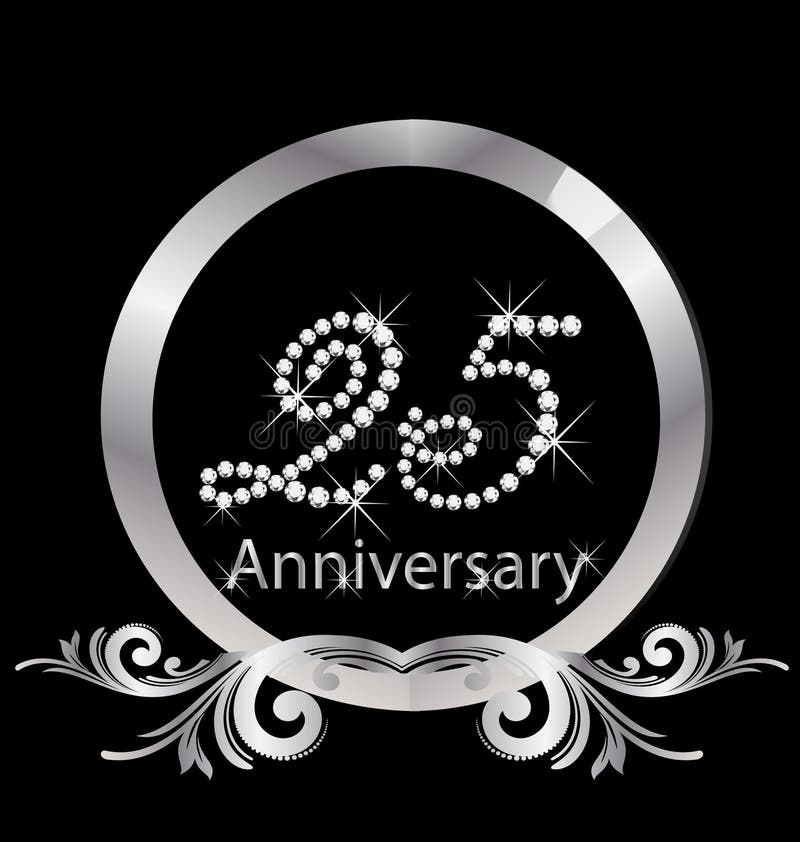  25th  Anniversary  Silver Diamond Stock Vector Image 25677506