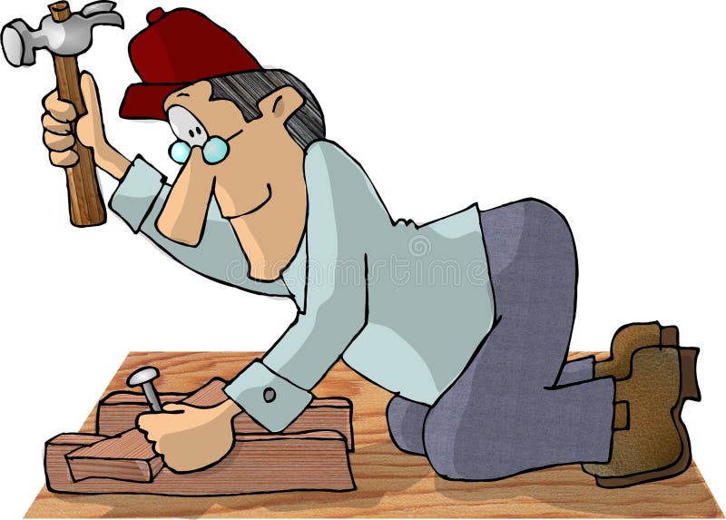 This illustration that I created depicts a carpenter using a hammer to nail pieces of wood together. This illustration that I created depicts a carpenter using a hammer to nail pieces of wood together