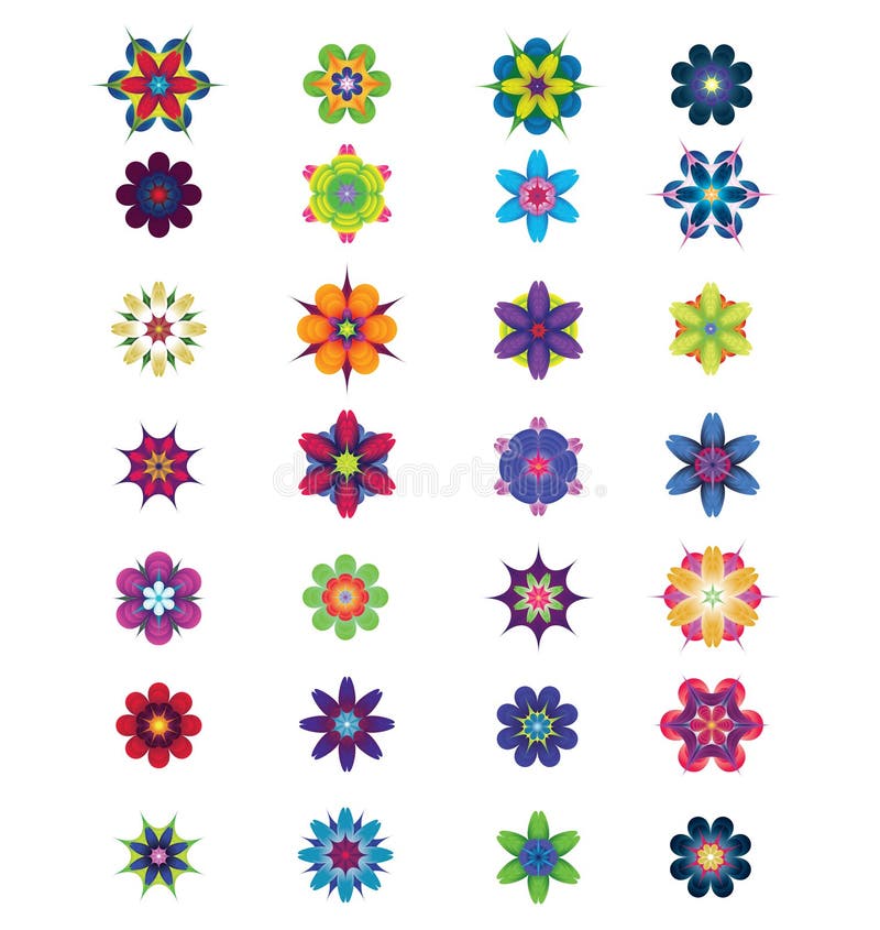 28 Different Colorful Abstract Flowers for Design