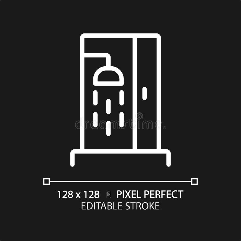 2D Customizable Thin Linear White Shower Icon Stock Vector