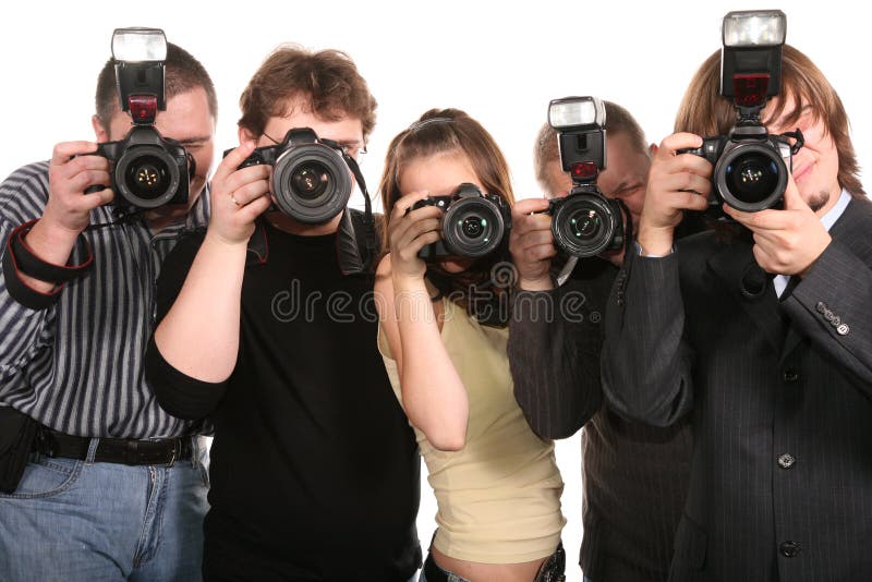 Five photographers on a white 2. Five photographers on a white 2