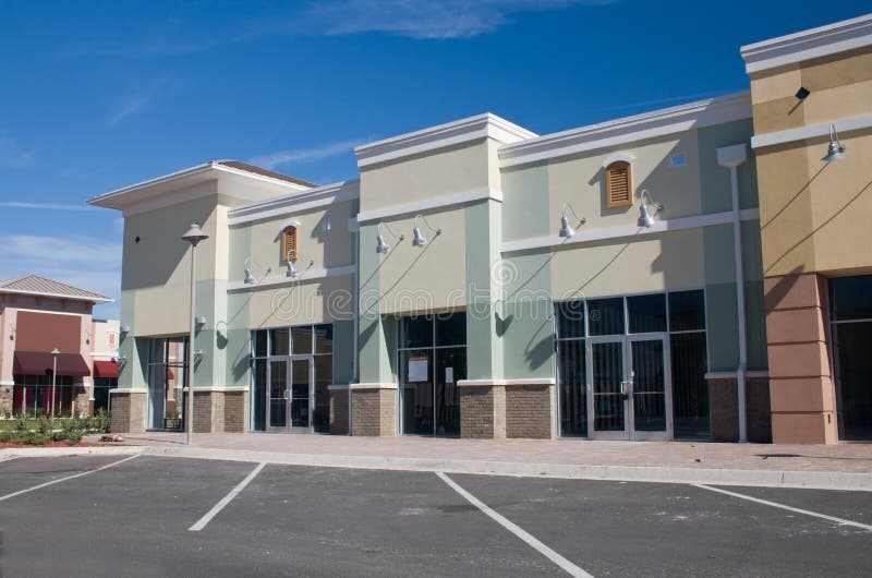 Newly constructed commercial mall with brick accents. Newly constructed commercial mall with brick accents