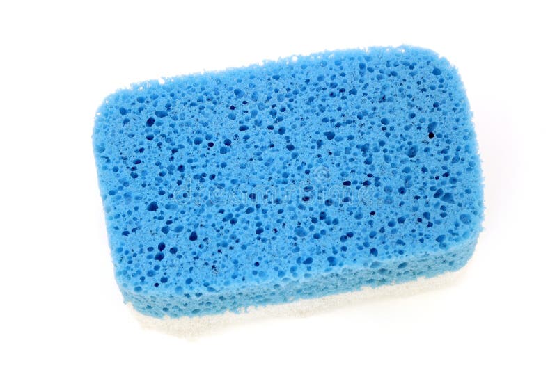 Blue sponge on perfect white background. Blue sponge on perfect white background
