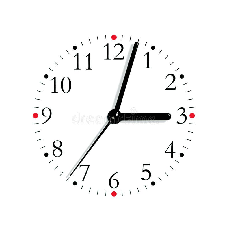 3:03 analogue bianco rosso nero del fronte di orologio, isolato